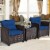 Costway 3PCS Patio Rattan Furniture Set Cushioned Conversation Set Coffee Table Navy Perspective: top