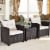 Costway 3PCS Patio Rattan Furniture Set Cushioned Sofa Coffee Table Garden off White Perspective: top