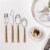 Hampton Forge Tomodachi Dali Wood Look Flatware Set - Brown/Silver Perspective: top