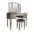 Poundex Furniture Wood Vanity Set with Mirror and Stool Silver Color Perspective: top
