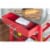 Linon Natalie Wood Stainless Steel Top Kitchen Cart in Red Perspective: top