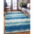 Linon Indoor Outdoor Washable Beck Polyester Area 5'x7' Rug in Ivory and Blue Perspective: top