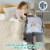 Gymax Portable Baby Bed Side Crib Height Adjustable W/ Music Box & Toys Dark Grey Perspective: top