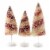 Christmas Candy Cane Bottle Brush Trees Set Of Three Snow Glittered Lc0691 Perspective: top