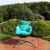 Sunnydaze Resin Wicker Hanging Egg Chair with Steel Stand/Cushions - Blue Perspective: top