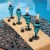 8-Pack Patio Torches Metal Swirl Blue Glass Outdoor Lawn Garden Tabletop Decor Perspective: top
