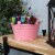 Sunnydaze Galvanized Steel Bucket Planters with Handles - Pink - Set of 10 Perspective: top