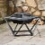 Peaktop Outdoor 24 Wood Burning Fire Pit with Tabletop and Decorative Geometric Base, Black Perspective: top