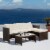 Peaktop Outdoor 3-Piece Rattan Patio Sectional Sofa Set with Cushions., Brown/White Perspective: top