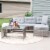 Sunnydaze Longford Rattan Patio Low-Back Chaise Sectional Set - Stone Gray Perspective: top
