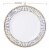 7.5  White with Blue and Gold Chord Rim Plastic Appetizer/Salad Plates (120 Plates) Perspective: top