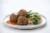 Home Chef Oven-Ready Sweet Chili Pork Meatballs with Teriyaki Rice and Snap Peas Perspective: top