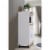 Hodedah Wheeled Kitchen Microwave Cart with Drawer and Cabinet Storage, White Perspective: top