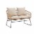5-Pieces Wicker Rattan Outdoor Patio Set 2-Side Table Cushion Set, Beige Perspective: top