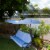Outdoor 3-Person Patio Porch Swing Chair with Adjustable Canopy, Blue Perspective: top