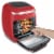 GoWISE USA 11.6-Quart Air Fryer Toaster Oven, Vibe, Red/Silver Perspective: top