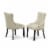 5Pc Dining Set -Round Table & Four Double X Back Linen Seat Chairs, Linen White Perspective: top