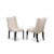 3-Pc Set 1 Table & 2 Cream Linen Fabric Dining Padded Chairs Back - Black Perspective: top