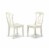 East West Furniture Antique 3-piece Dining Set with Napoleon Back in Linen White Perspective: top