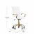 Camilia Mid-Back White LeatherSoft Executive Swivel Office Chair with Gold Frame, Arms, an Perspective: top