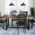 5-Piece Wood Farmhouse Dining Set - Mahogany and Black Perspective: top