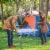 Outsunny 40  Portable Folding Easy-Clean Camping Dish Sink w/ Faucet & 2 Basins Perspective: top