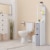 54  Tall Bathroom Linen 2-Tier Cabinet Shelf Storage Cupboard w/ Drawers, White Perspective: top