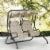 2-Seater Outdoor Patio Swing Chair w/ Removable Canopy & Cup Holder, Beige Perspective: top