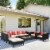 Outside Sitting & Conversation Sofa Set w/ Thick Sofa Cushions & Tea Table, Sand Perspective: top