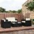 Outside Rattan Wicker Chair Loveseat Set for Patio w/ Glass Coffee Table, Black Perspective: top