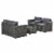 Outside Rattan Wicker Chair Loveseat Set for Patio w/ Glass Coffee Table, Grey Perspective: top