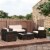 Outside Rattan Wicker Chair Loveseat Set for Patio w/ Glass Coffee Table, Brown Perspective: top