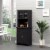 Wooden Dining Room Cupboard Pantry with Framed Glass Doors and Open Counter Perspective: top