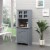 Wooden Dining Room Cupboard Pantry with Framed Glass Doors and Open Counter Perspective: top