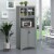 Freestanding Kitchen Storage Cupboard with Framed Glass Doors & Open Countertop Perspective: top