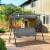 Porch Swing Hammock Bench Lounge Chair Steel 3-Seat Padded Outdoor Canopy Grey Perspective: top