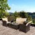 4-pc Outside Deck & Balcony Wicker Furniture Set w/ Seating & Coffee Table Beige Perspective: top
