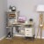 Wood Desktop Corner Working Desk with 4-Tier Shelving and Pullout Keyboard Tray Perspective: top
