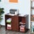 Wheeled Office/Home Printer Stand & Cabinet w/ 2 Variable Shelves Brown Perspective: top