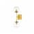 Neri 2 lights brass and clear glass wall sconce Perspective: top