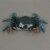 Hand Painted Metal Blue Crab Trinket Box With Hinged Lid 9.5 Inches Long Perspective: top
