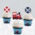 Big Dot of Happiness Railroad Party Crossing Decor Cupcake Wrappers & Treat Picks Kit 24 Ct Perspective: top