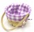 Holiday Home Easter 9" Large Gingham Lined Softwood Basket - Purple Perspective: top