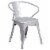 24'' Round Silver Metal Indoor-Outdoor Table Set with 4 Arm Chairs Perspective: top