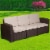 Flash Furniture Wicker Patio Sofa in Chocolate Brown and Beige Perspective: top