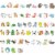 Wrapables Waterproof Vinyl Stickers for Water Bottles, 100pcs, Baby Animals Perspective: top