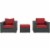 Sojourn 3 Piece Outdoor Patio Sunbrella Sectional Set - Canvas Red Perspective: top
