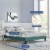 Reign Queen Performance Velvet Platform Bed Frame Teal Perspective: top
