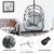 Hivvago Hanging Folding Egg Chair with Stand Soft Cushion Pillow Swing Hammock-Gray Perspective: top