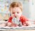 Rhino Fabric Clutching Toy with Removable Plastic Teething Ring Perspective: top